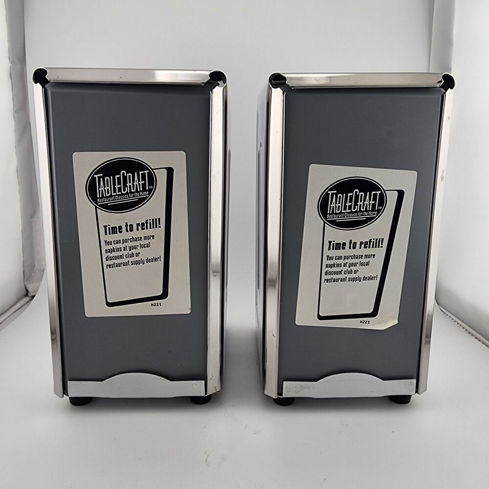 Double Sided Metal Napkin Dispensers Retro Diner Vintage Style Lot of 2